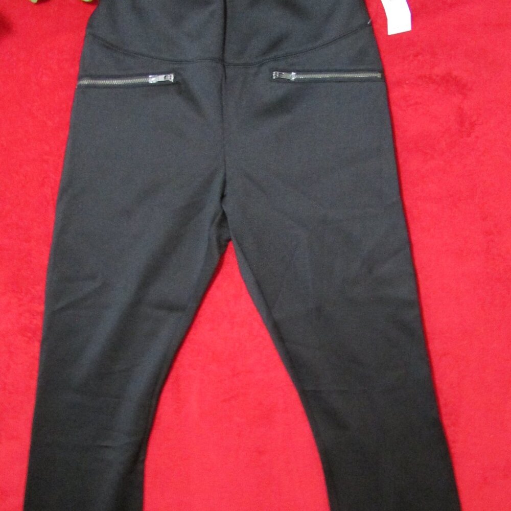 White House Black Market Scuba Zipper Leggings Black Sz 8 Long